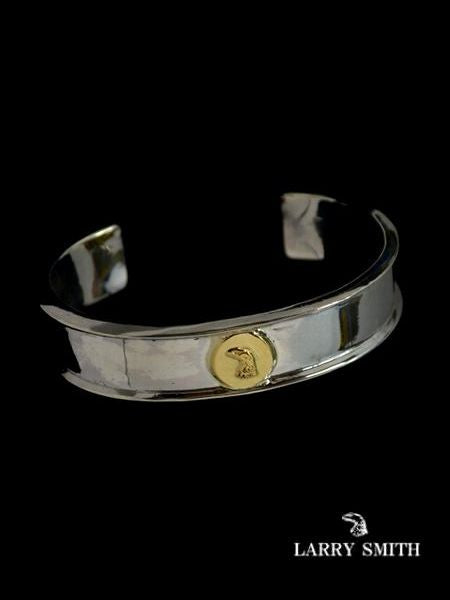 LARRY SMITH EDGED EAGLE HEAD BRACELET 18K GOLD ACCENT