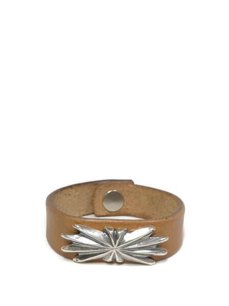 LARRY SMITH BUTTERFLY SHELL CONCHA LEATHER BRACELET L.Brown