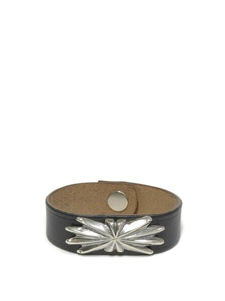 LARRY SMITH BUTTERFLY SHELL CONCHA LEATHER BRACELET Black