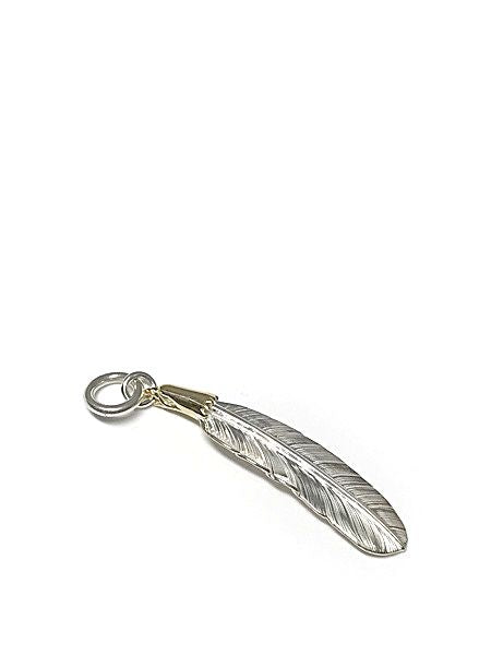 LARRY SMITH 18K EAGLE HEAD FEATHER PENDANT