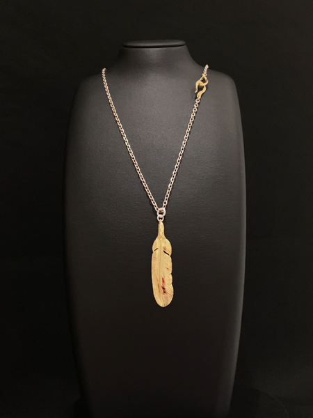 LARRY SMITH 18K GOLD EAGLE HEAD FEATHER PENDANT No. 43