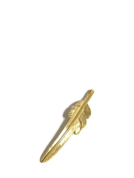 LARRY SMITH 18K GOLD KAZEKIRI FEATHER PENDANT No. 28 SMALL