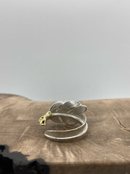 LARRY SMITH EAGLE HEAD KAZEKIRI FEATHER RING -RUBY-