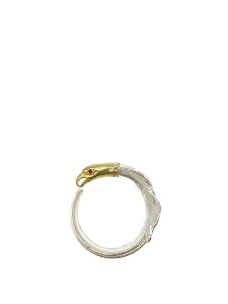 LARRY SMITH EAGLE HEAD KAZEKIRI FEATHER RING -RUBY-