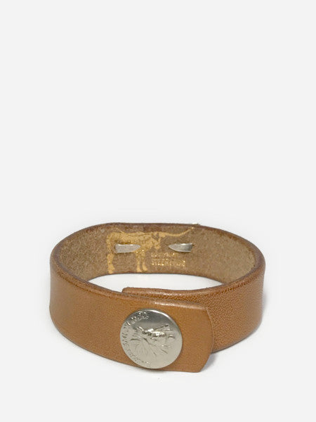 LARRY SMITH BUTTERFLY SHELL CONCHA LEATHER BRACELET L.Brown