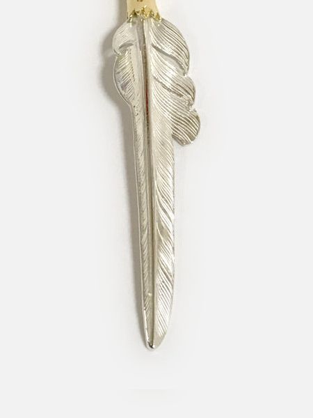 LARRY SMITH EAGLE HEAD KAZEKIRI FEATHER PENDANT No. 47 LARGE 18K GOLD ACCENT