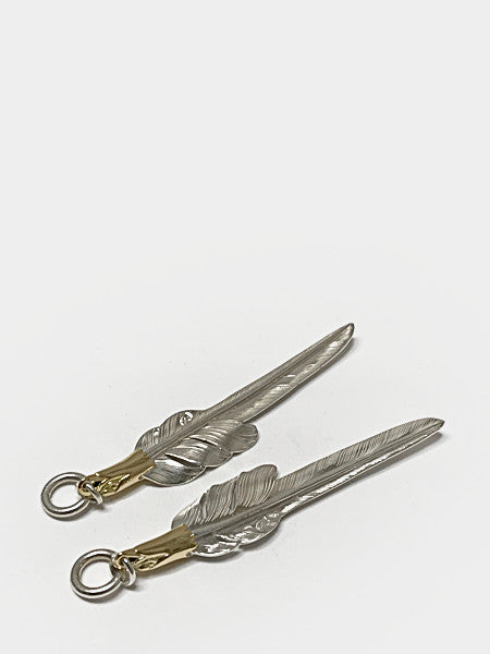 LARRY SMITH EAGLE HEAD KAZEKIRI FEATHER PENDANT No. 47 LARGE 18K GOLD ACCENT