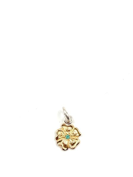 LARRY SMITH 18K GOLD ROSE PENDANT -M- EMERALD