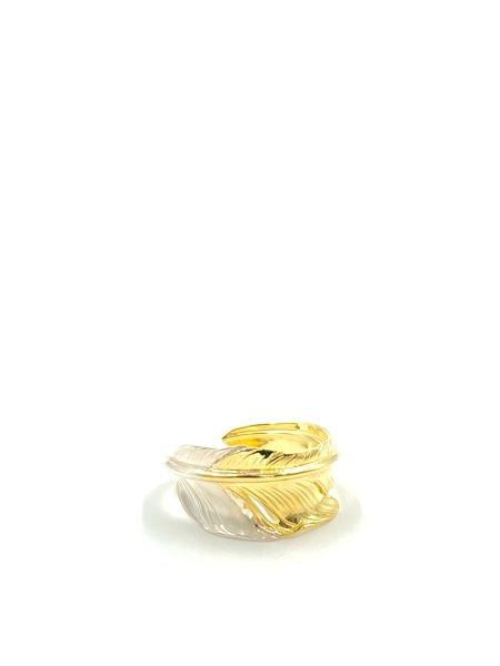 LARRY SMITH KAZEKIRI FEATHER RING -SILVER & 18K GOLD-