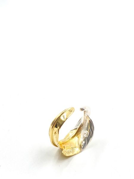 LARRY SMITH KAZEKIRI FEATHER RING -SILVER & 18K GOLD-