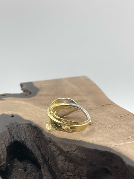 LARRY SMITH KAZEKIRI FEATHER RING -SILVER & 18K GOLD-