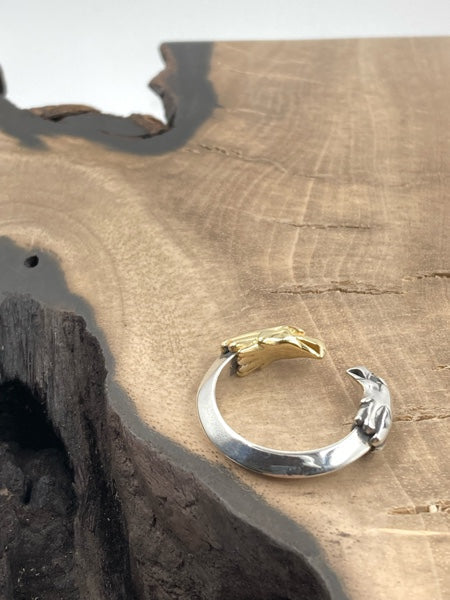 LARRY SMITH DOUBLE EAGLE HEAD RING -18K Gold×Silver-