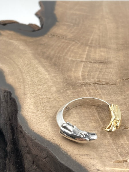 LARRY SMITH DOUBLE EAGLE HEAD RING -18K Gold×Silver-