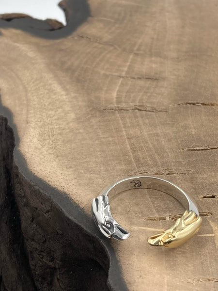 LARRY SMITH DOUBLE EAGLE HEAD RING -18K Gold×Silver-