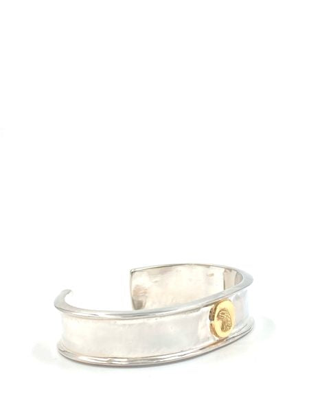 LARRY SMITH EDGED EAGLE HEAD BRACELET 18K GOLD ACCENT