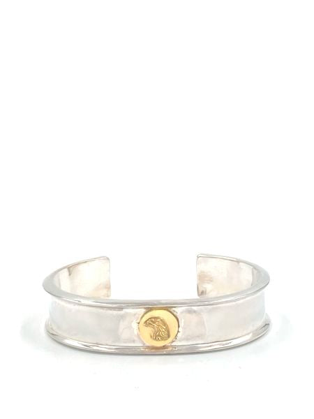 LARRY SMITH EDGED EAGLE HEAD BRACELET 18K GOLD ACCENT