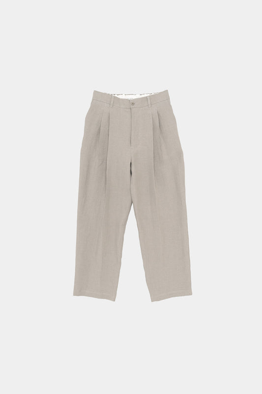 STILL BY HAND Two Tuck Wide Tapered Linen Pants