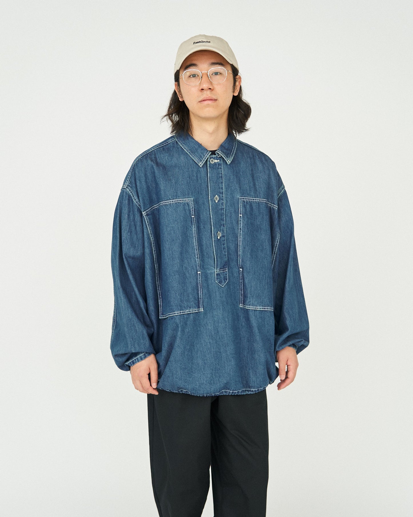 FreshService DENIM PULLOVER SHIRT (FADE INDIGO)