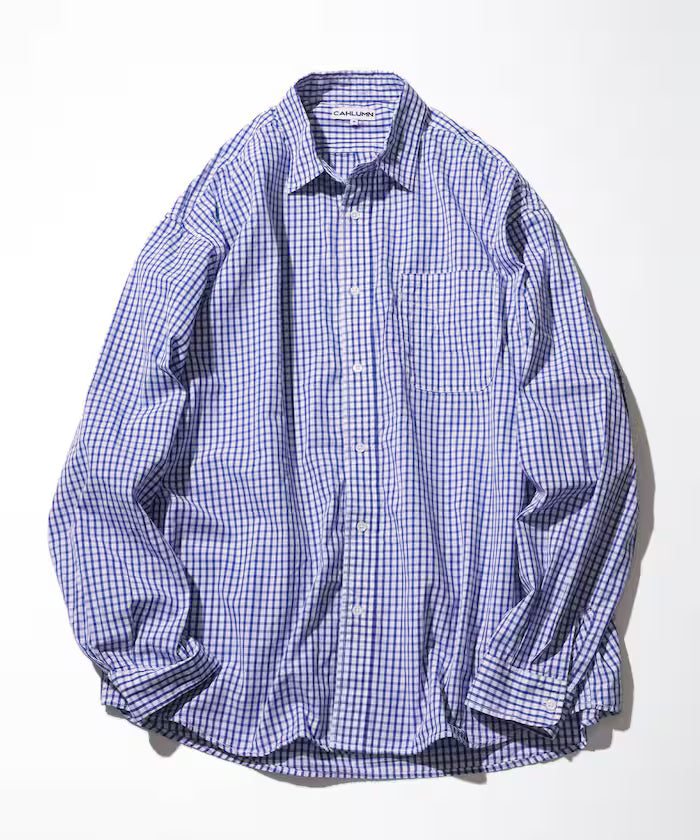 CAHLUMN Magazine Pocket Broad Shirt (Gingham)