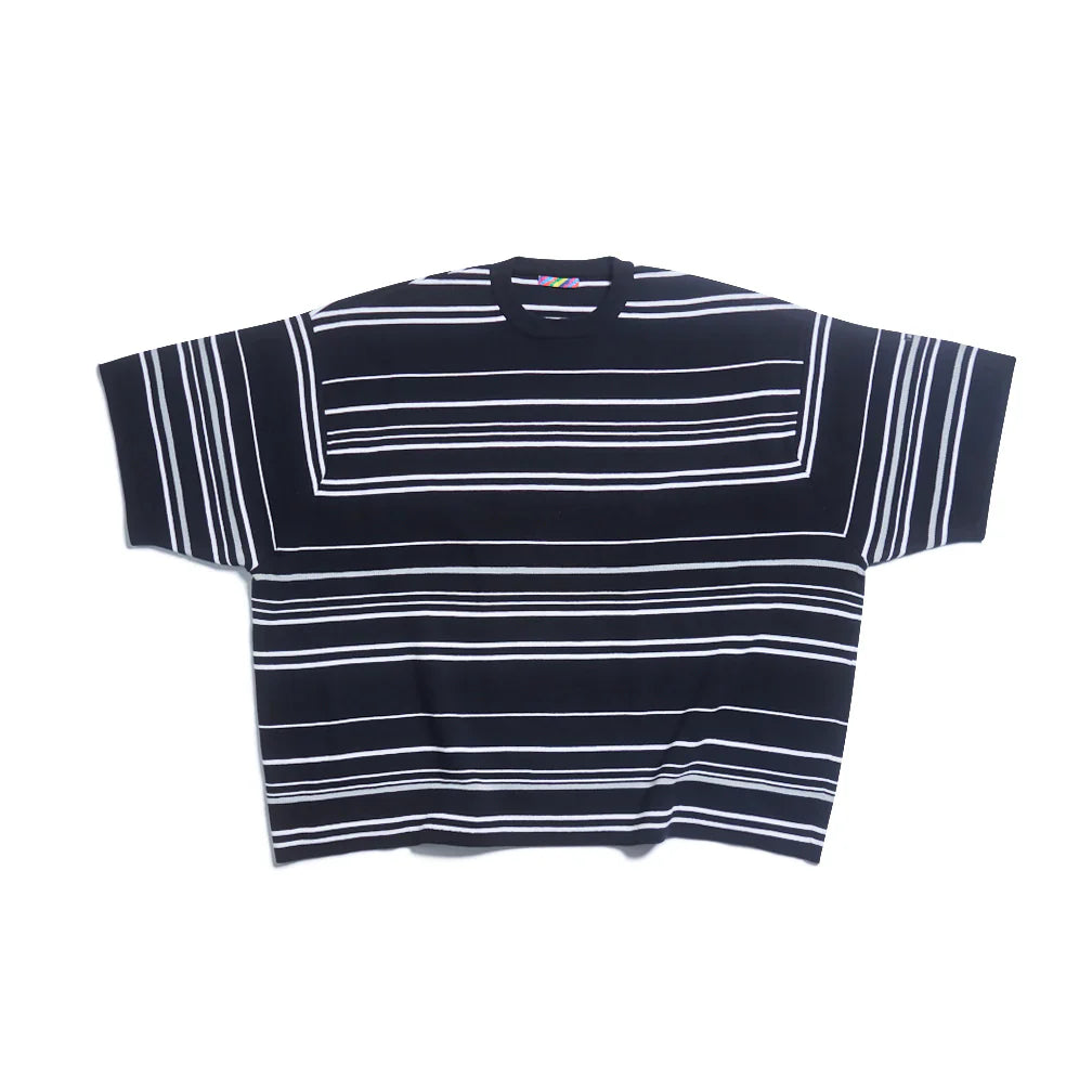 is-ness KNITTED FLASH BORDER T-SHIRT