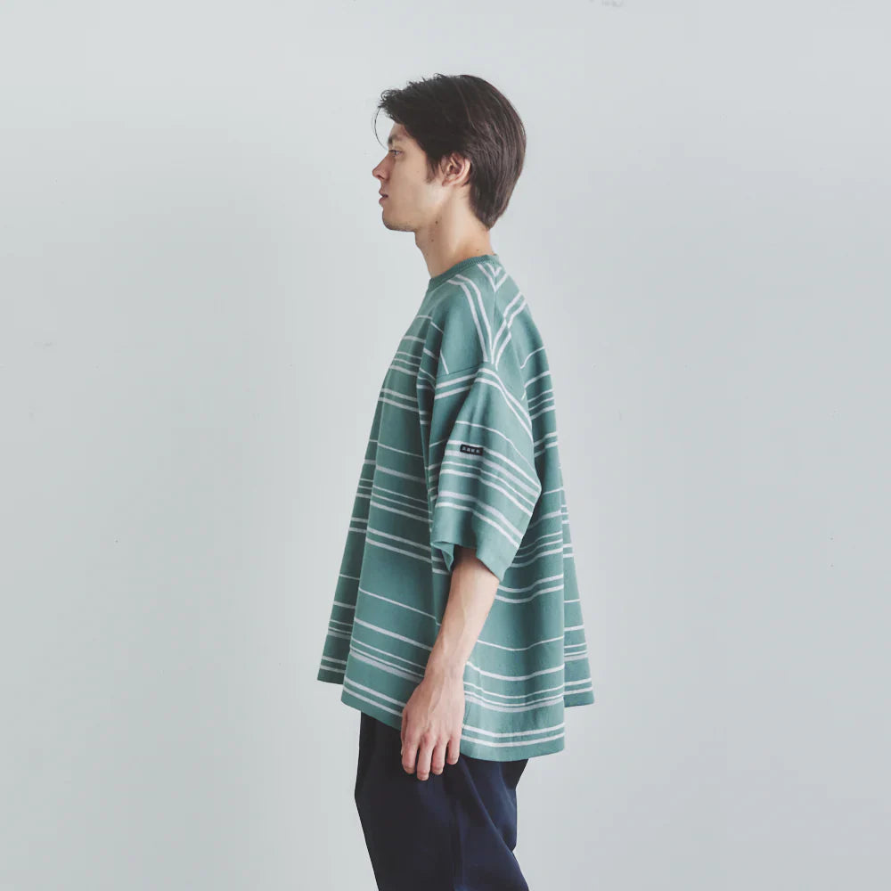 is-ness KNITTED FLASH BORDER T-SHIRT