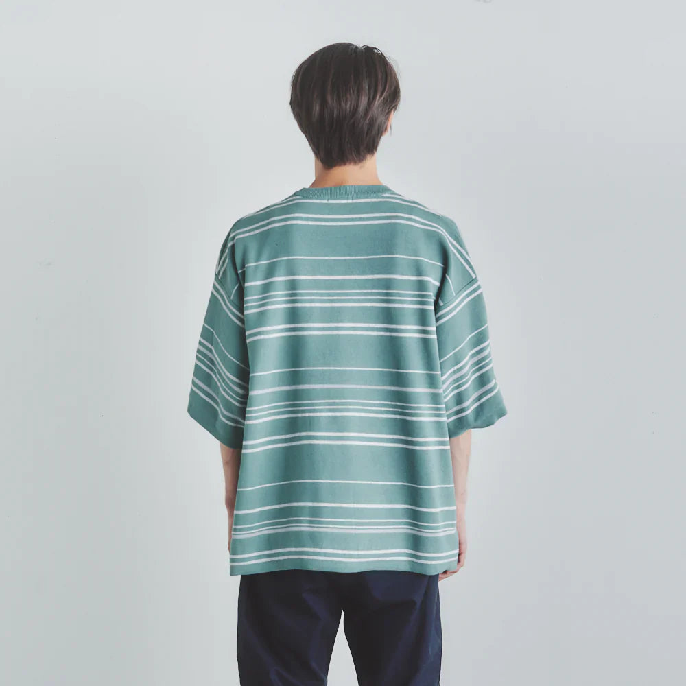 is-ness KNITTED FLASH BORDER T-SHIRT