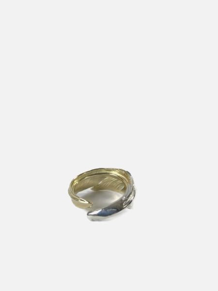 LARRY SMITH KAZEKIRI FEATHER RING -SILVER & 18K GOLD-