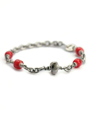SunKu Antique Beads Chain & Beads Bracelet SK-027-Red