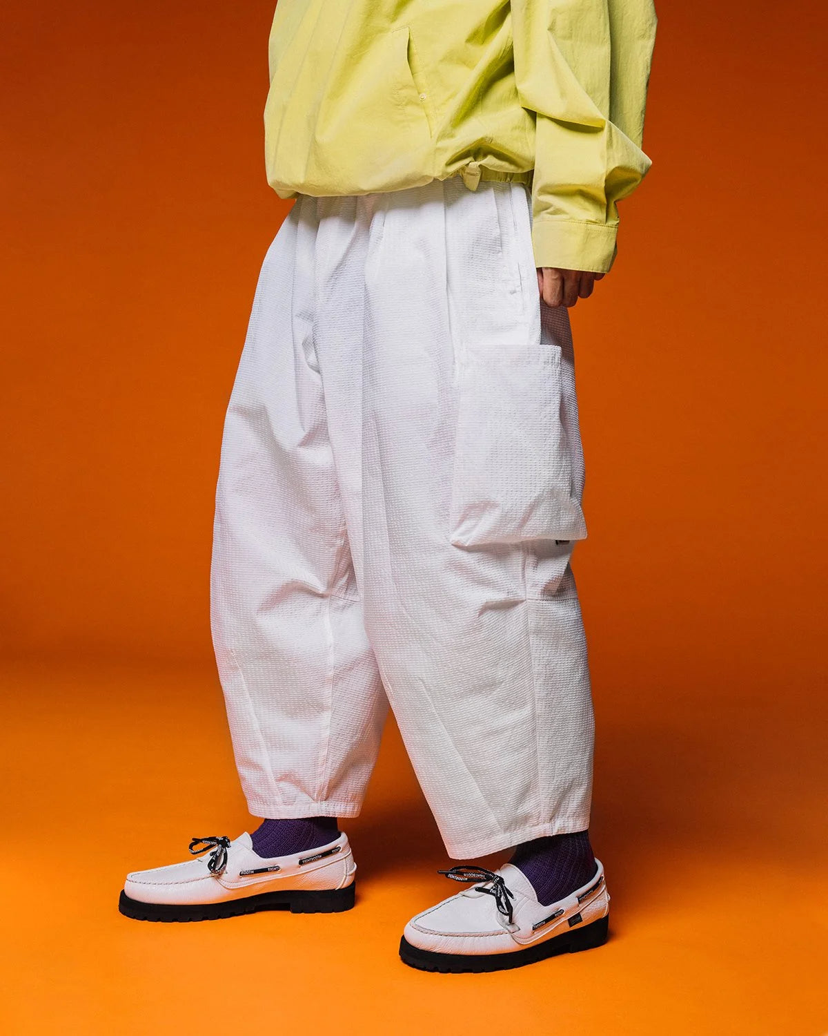 TIGHTBOOTH SEERSUCKER CROPPED CARGO PANTS