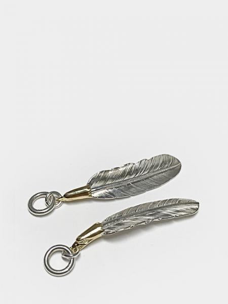 LARRY SMITH EAGLE HEAD FEATHER PENDANT No. 49 18K GOLD ACCENT