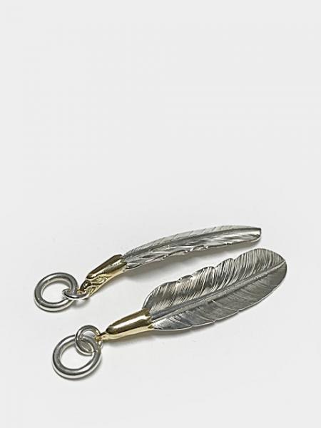 LARRY SMITH EAGLE HEAD FEATHER PENDANT No. 49 18K GOLD ACCENT