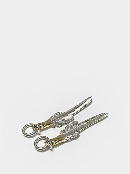 LARRY SMITH EAGLE HEAD KAZEKIRI FEATHER PENDANT No. 45 SMALL 18K GOLD ACCENT