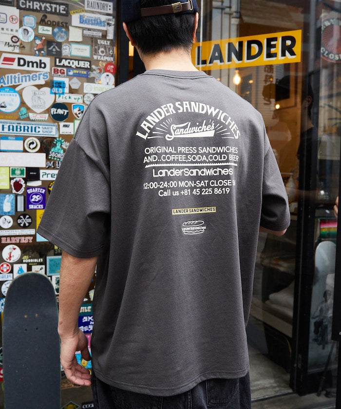 LANDER SANDWICHES x FREAK'S STORE Burger Factory Special Big Silhouette Back Print Crew Neck T-shirt