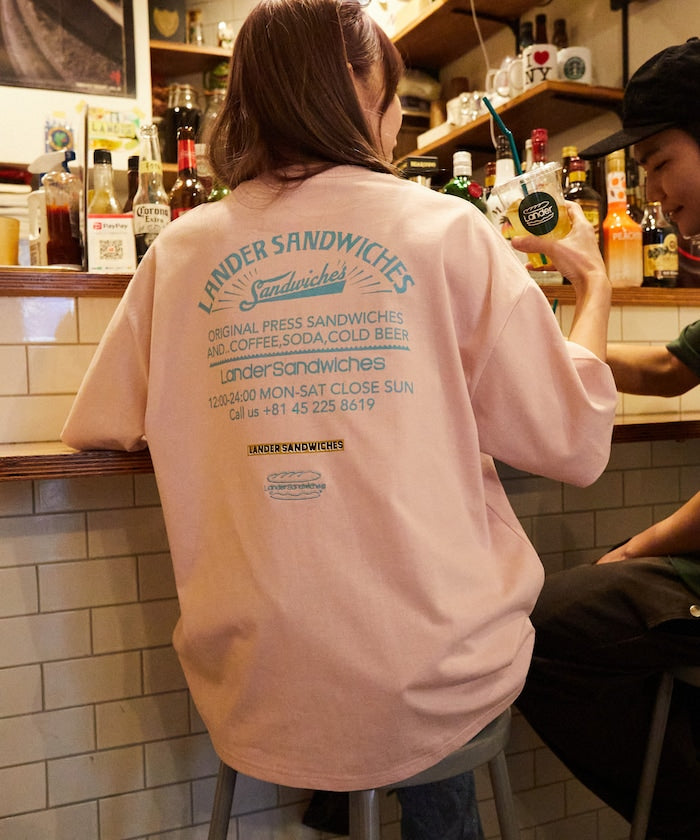 LANDER SANDWICHES x FREAK'S STORE Burger Factory Special Big Silhouette Back Print Crew Neck T-shirt