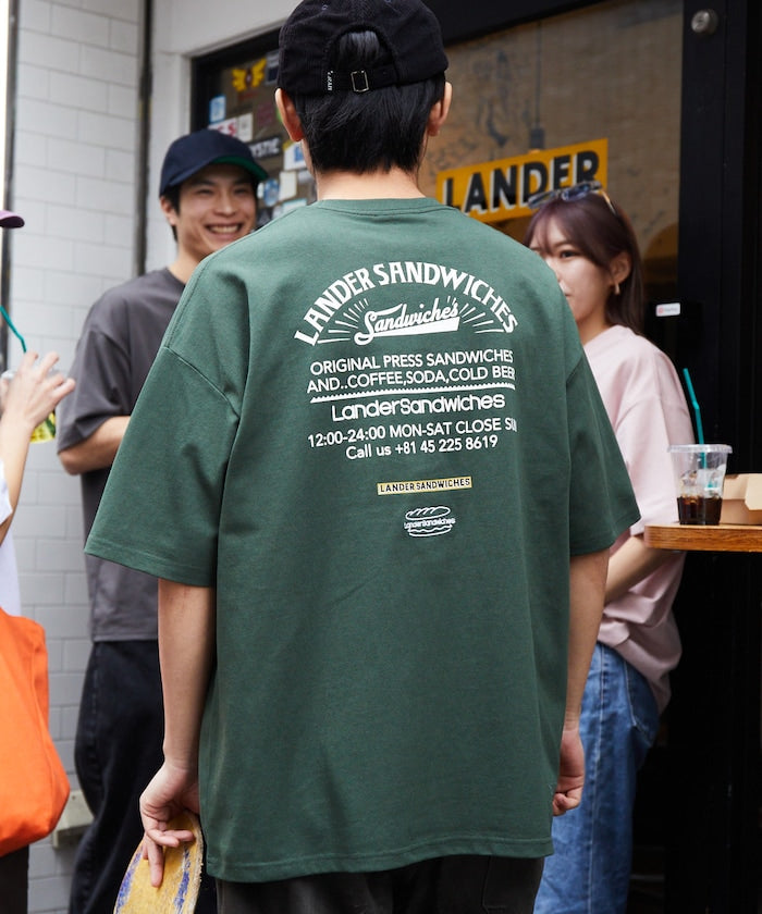 LANDER SANDWICHES x FREAK'S STORE Burger Factory Special Big Silhouette Back Print Crew Neck T-shirt