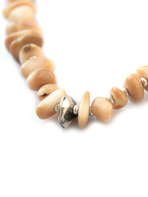 SunKu 39 Large White Coral and Silver Bracelet Natrual SK-032-NAT