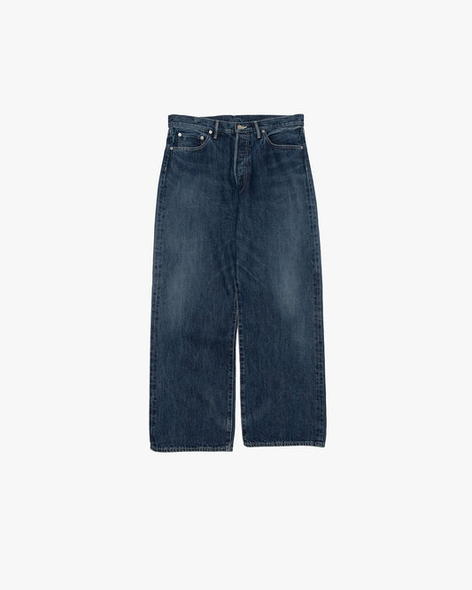 Graphpaper Selvage Denim Five Pocket Wide Straight Pants - DARK FADE