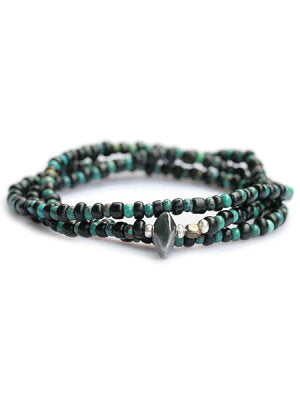 SunKu 39 Antique Beads Necklace & Bracelet Black×Turquise LTD-016