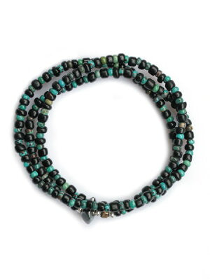 SunKu 39 Antique Beads Necklace & Bracelet Black×Turquise LTD-016