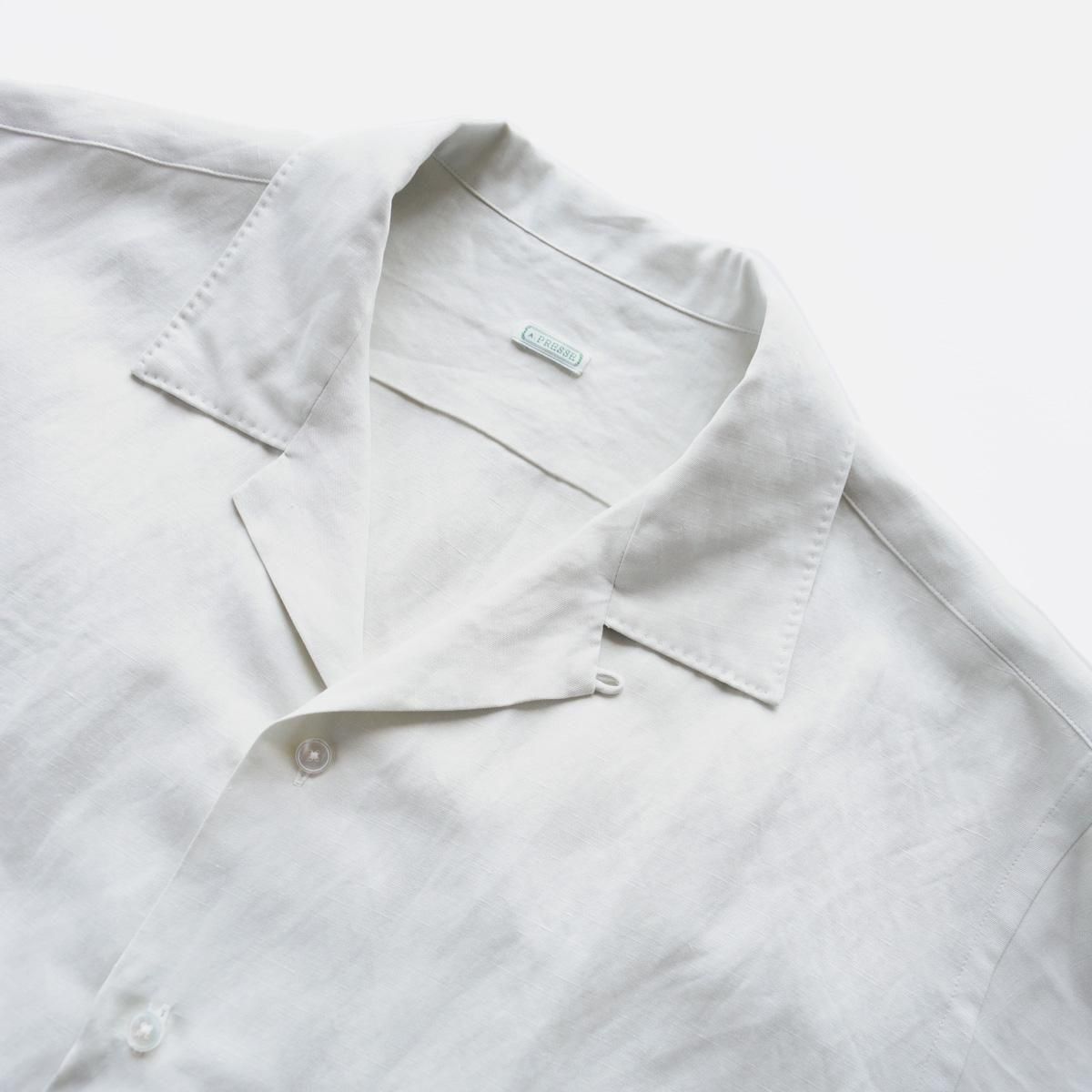A.PRESSE Silk Linen Open Collar L/S Shirt
