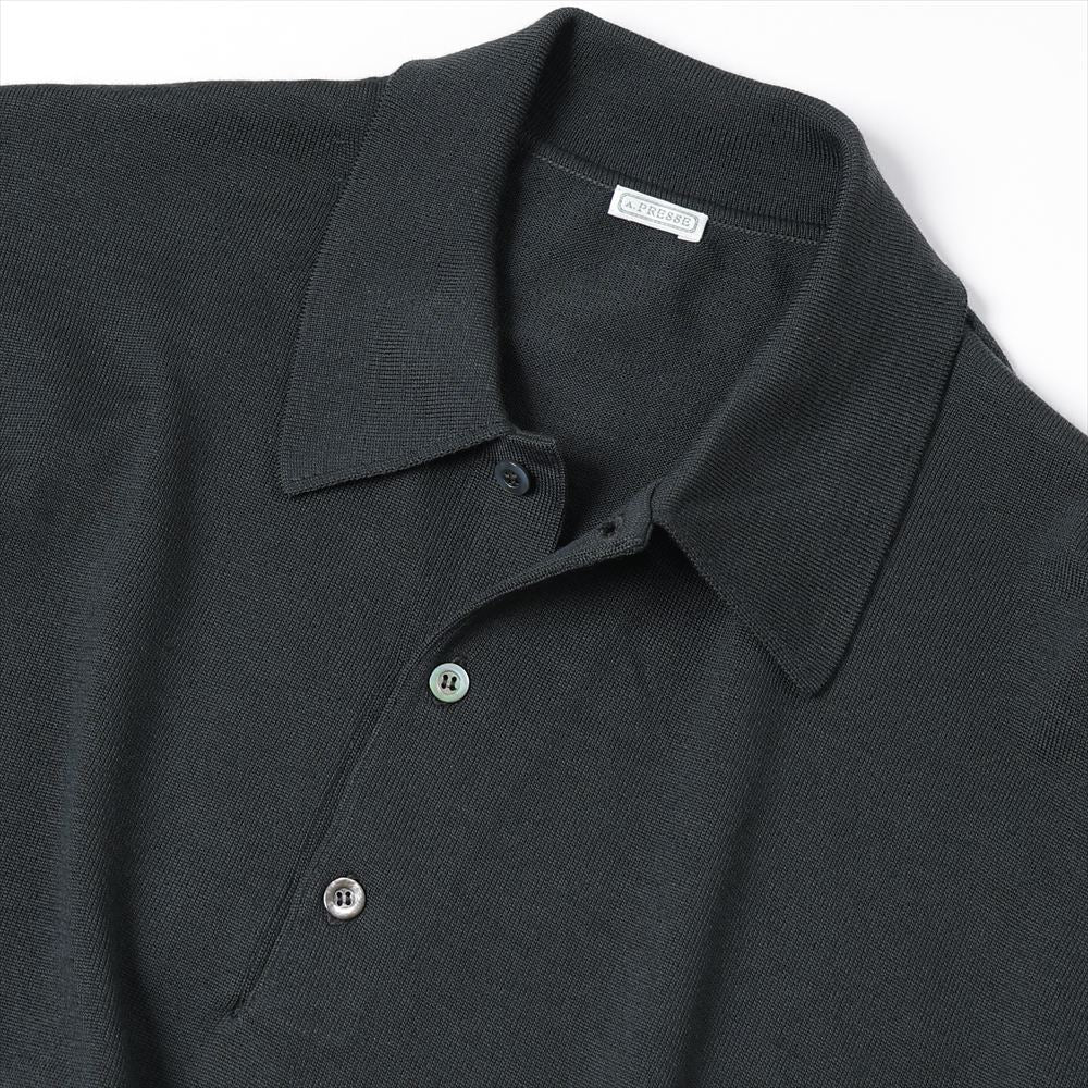 A.PRESSE Wool Knit L/S Polo Shirts