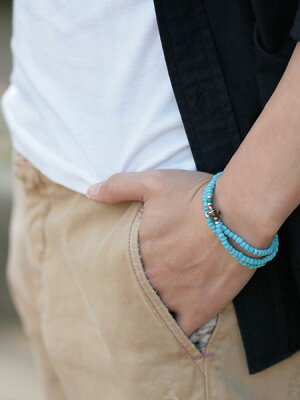 SunKu Antique Beads Necklace & Bracelet Mat Sax LTD-018