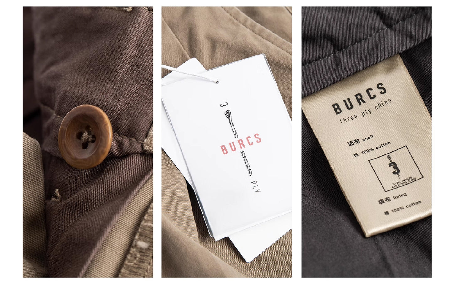 Burcs Three Ply Wide Tuck Chino Pants