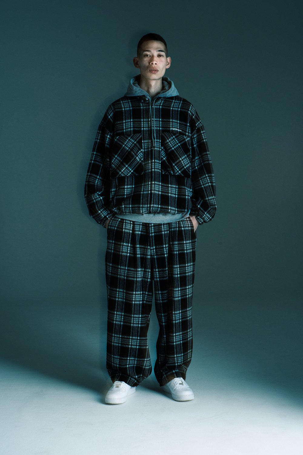 TIGHTBOOTH PLAID FLANNEL BAGGY SLACKS