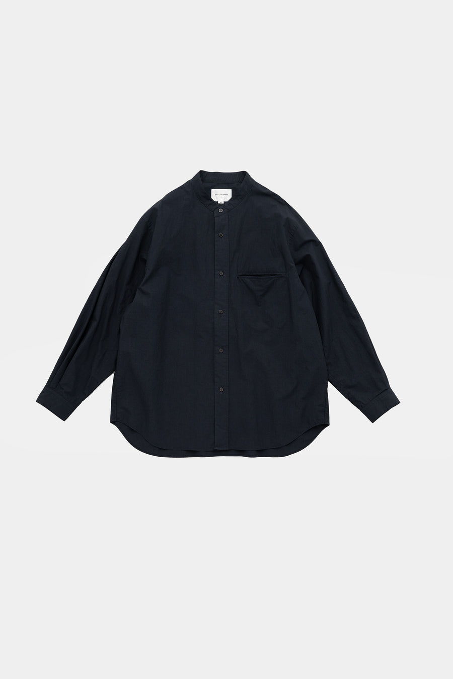 STILL BY HAND Linen Mixed Band Collar Shirt