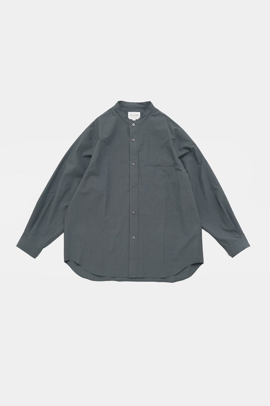 STILL BY HAND Linen Mixed Band Collar Shirt