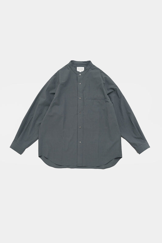 STILL BY HAND Linen Mixed Band Collar Shirt