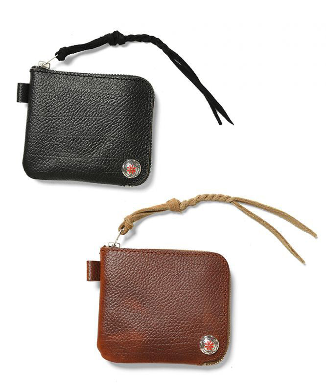 LARRY SMITH EMBOSSED L ZIPPER SHORT WALLET