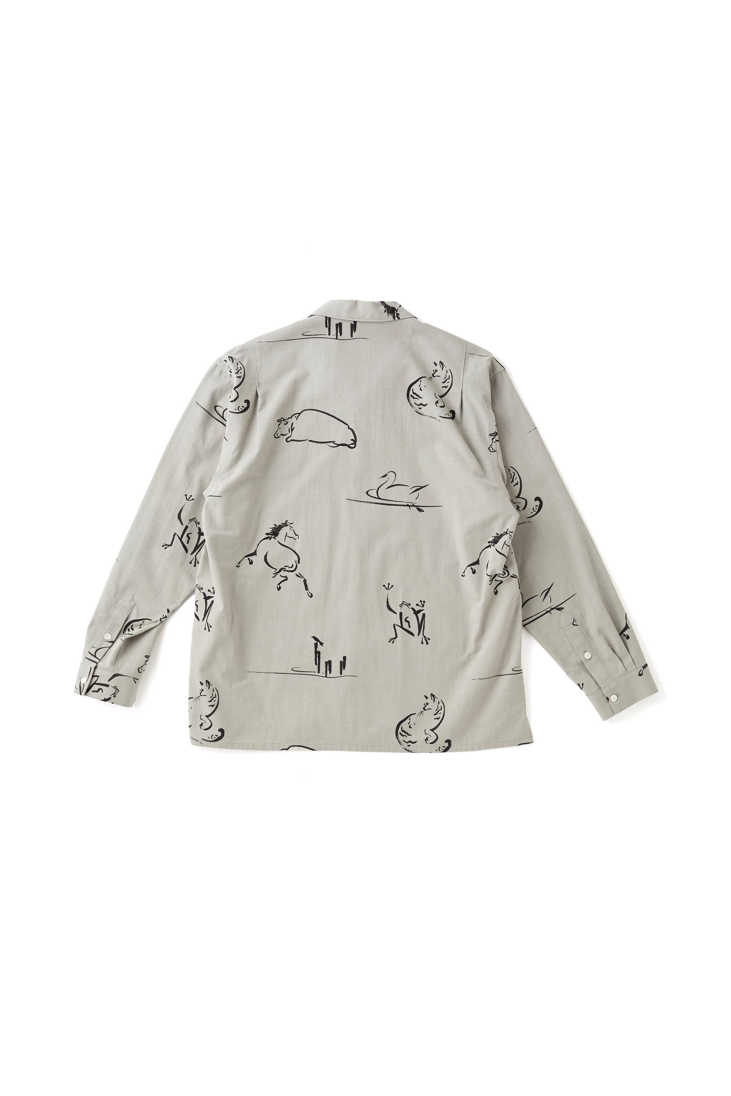 OLD JOE & CO. ORIGINAL PRINTED OPEN COLLAR SHIRTS (Animal Drawing) Long-sleeve