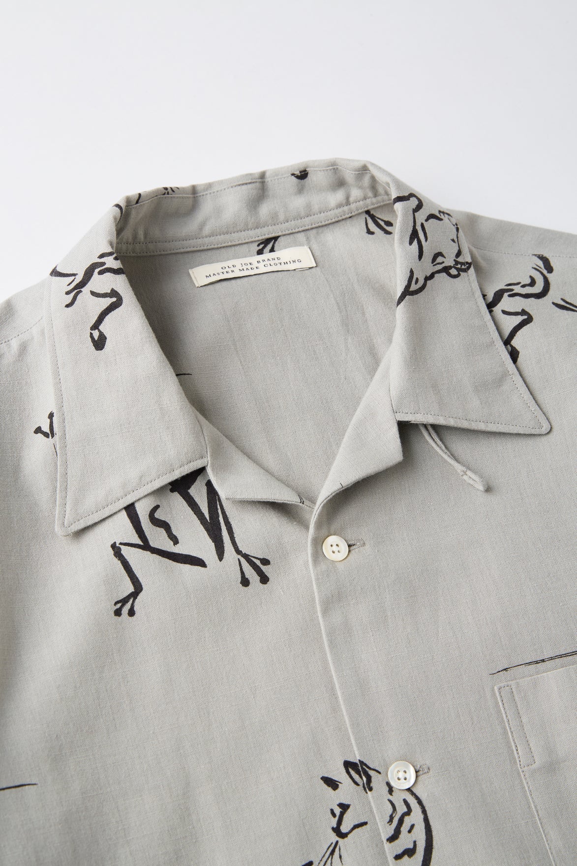 OLD JOE & CO. ORIGINAL PRINTED OPEN COLLAR SHIRTS (Animal Drawing) Long-sleeve